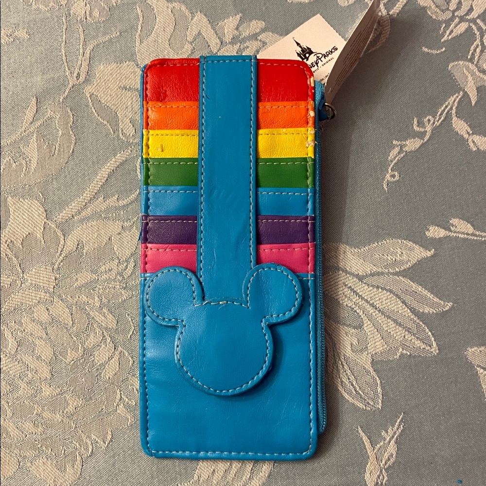 Disney Parks Blue multi colored w cc wallet see pics some damage/aging